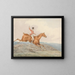 Hunting Cavalier Painting crossing a hedge - George Alken — framed artwork on a wall