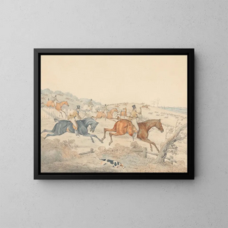 Hunting with hounds - George Alken — framed artwork on a wall