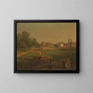 Vue occidentale d'une partie de Westminster et de Bird Cage Walk prise depuis le Moulin - George Arnald — framed artwork on a wall