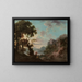 a wooded landscape with a lake and fishermen in the foreground - George Barret — framed artwork on a wall
