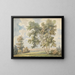Landscape painting with trees and sheep - George Barret — framed artwork on a wall