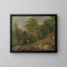 Landscape painting with a boy and his dog - George Barret — framed artwork on a wall