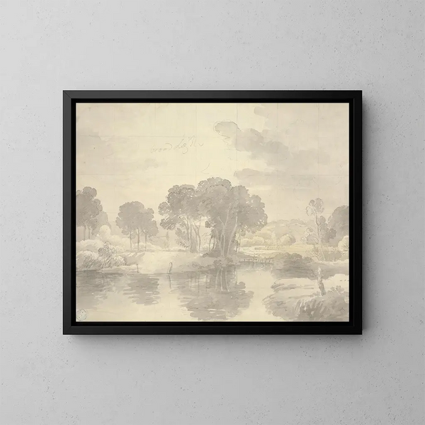 Landscape of the Thames River - George Bulteel Fisher — framed artwork on a wall