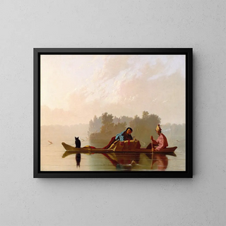 The fur traders descending the Missouri - George Caleb Bingham — framed artwork on a wall