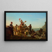 Joyeux bateliers à plat fond au port - George Caleb Bingham — framed artwork on a wall