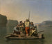 a stranded steamboat assisted by a lighter - George Caleb Bingham — artwork view