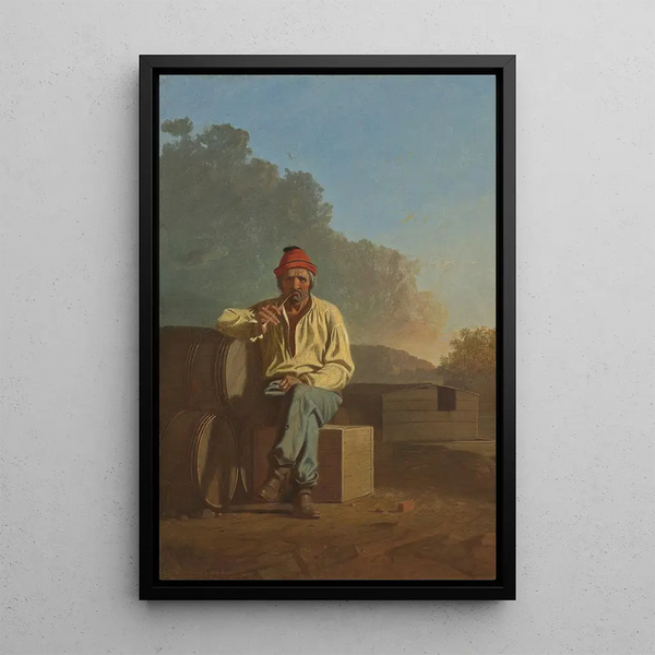 Mississippi Boatmen Painting - George Caleb Bingham — framed artwork on a wall