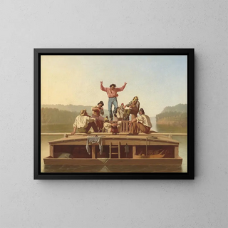Les joyeux bateliers - George Caleb Bingham — framed artwork on a wall
