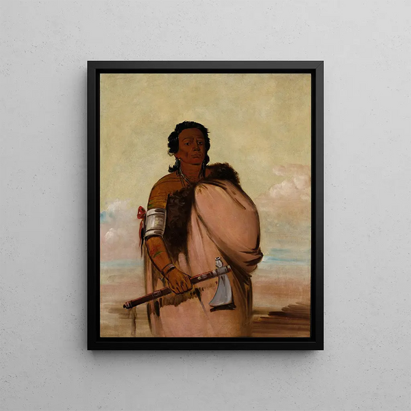 Ah-Sho-Cole Rotten Foot, a renowned warrior - George Catlin — framed artwork on a wall