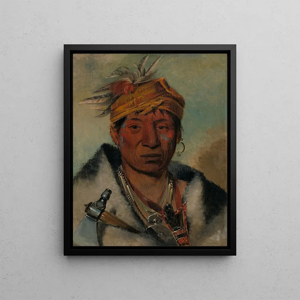 Ah-Yaw-Ne-Tak-Or-Ron a warrior - George Catlin — framed artwork on a wall
