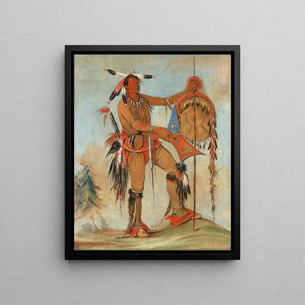 Ahmua the whale, one of Keeokk's main brave - George Catlin — framed artwork on a wall