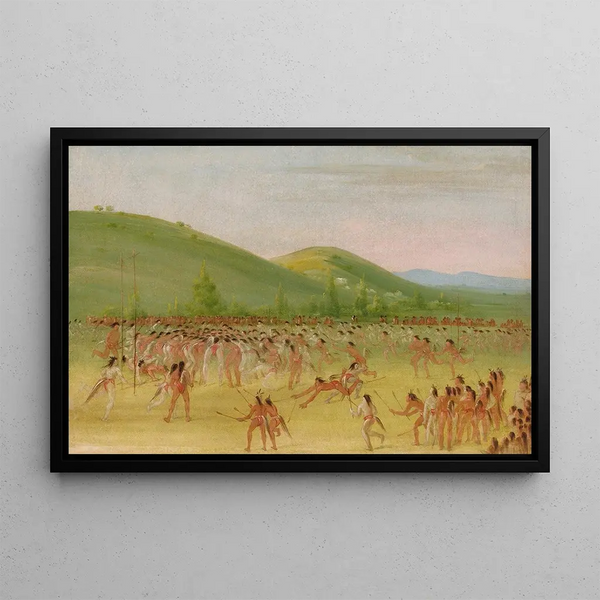 Jeu de balle des Choctaw - George Catlin — framed artwork on a wall