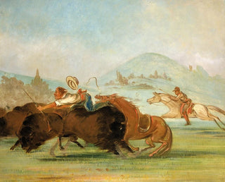Baptiste and Me Running the Buffalo's Mouth in Yellowstone - George Catlin — artwork view