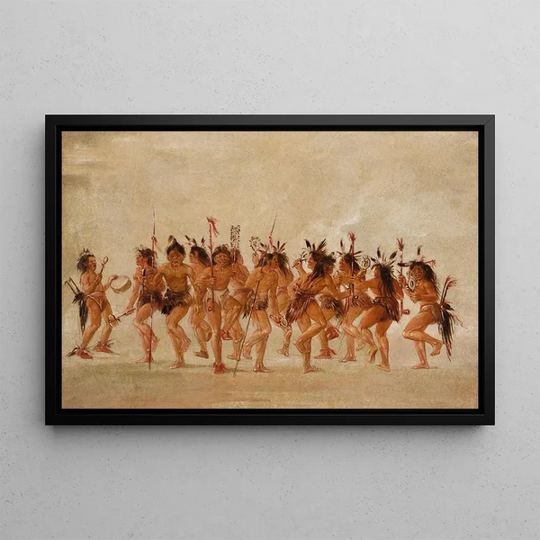 Danse des mendiants à l'embouchure de la rivière Teton - George Catlin — framed artwork on a wall