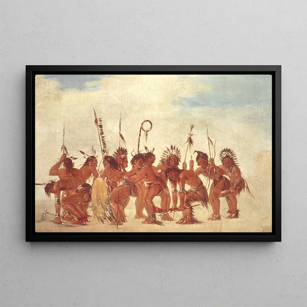 Danse des Braves à Fort Snelling - George Catlin — framed artwork on a wall