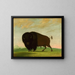 Bison grazing in the prairie - George Catlin — framed artwork on a wall