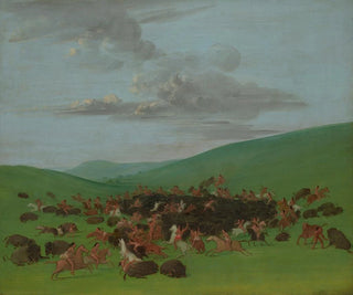 Bison hunt surrounded by the Hidatsa - George Catlin — artwork view