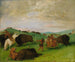 The buffalo hunt: bulls fighting with men and horses - George Catlin — artwork view