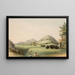 Bison hunt in a ravine - George Catlin — framed artwork on a wall