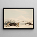 Bison hunting on snowshoes - George Catlin — framed artwork on a wall