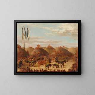 Danse du taureau, cérémonie OKeePa des Mandans - George Catlin — framed artwork on a wall