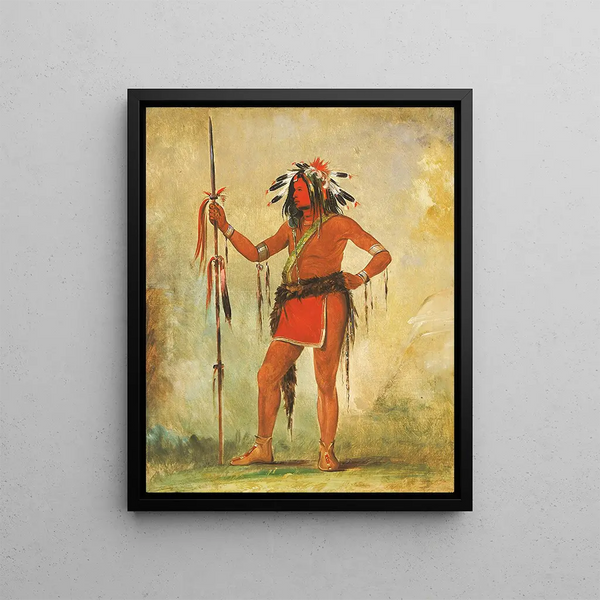 Ch-Be-Mb-Bee Celui qui est assis partout est un brave - George Catlin — framed artwork on a wall