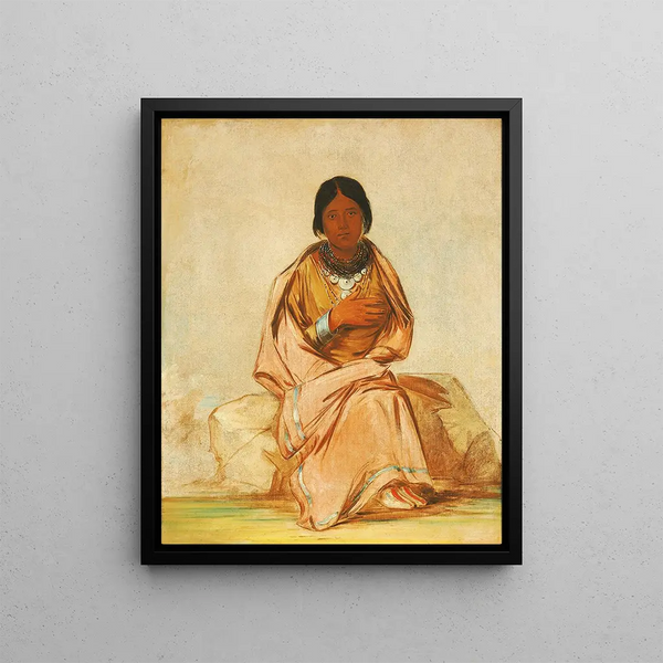 Chee-A-Ex-E-Co Girl of a Heartless Deer - George Catlin — framed artwork on a wall