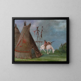 Lodge comanche des peaux de buffle - George Catlin — framed artwork on a wall
