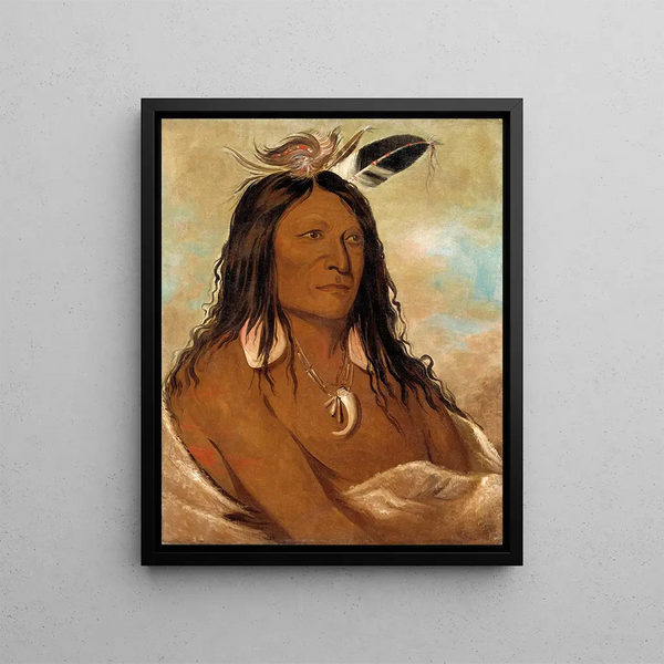 E-Shah-K-Nee Arc et carquois Premier chef de la tribu - George Catlin — framed artwork on a wall