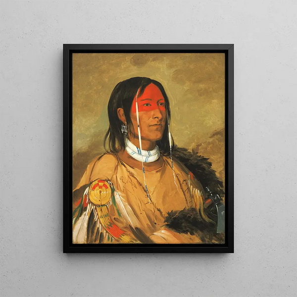 Eeh-Tow-Wes-Ka-Zeet The one who has eyes behind him, also known as Broken Arm, is a first-rate brave - George Catlin — framed artwork on a wall