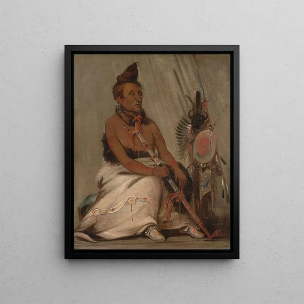 Eh-Tohk-Pah-She-Pe-Shah Moccasin noir Chef âgé - George Catlin — framed artwork on a wall