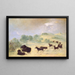 Elan and bison making acquaintance in Texas - George Catlin — framed artwork on a wall