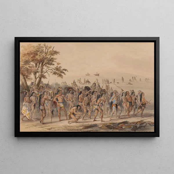 Arrow Game - George Catlin — framed artwork on a wall