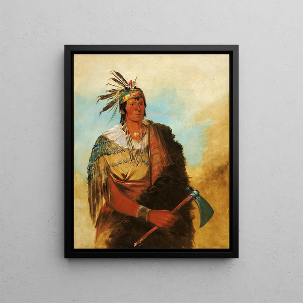 Go-To-Kw-Ph-Ah stands out as a distinguished brave - George Catlin — framed artwork on a wall