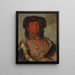 Hawnjetah, chief with a horn of the Miniconjou tribe - George Catlin — framed artwork on a wall
