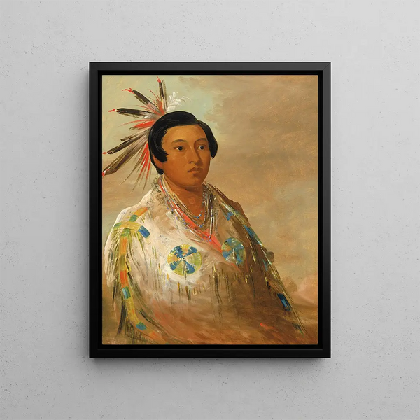 Heedohgeats of a young man - George Catlin — framed artwork on a wall
