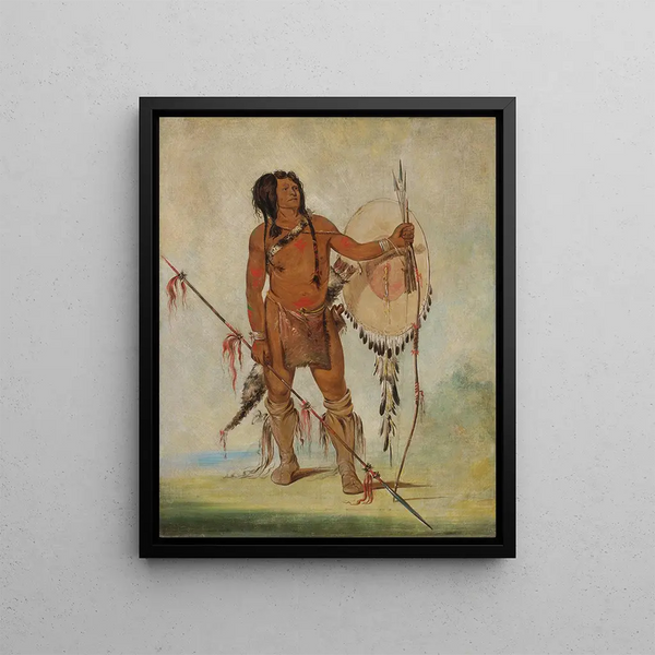 His-Oo-Sn-Chees Petit Espagnol un Guerrier - George Catlin — framed artwork on a wall