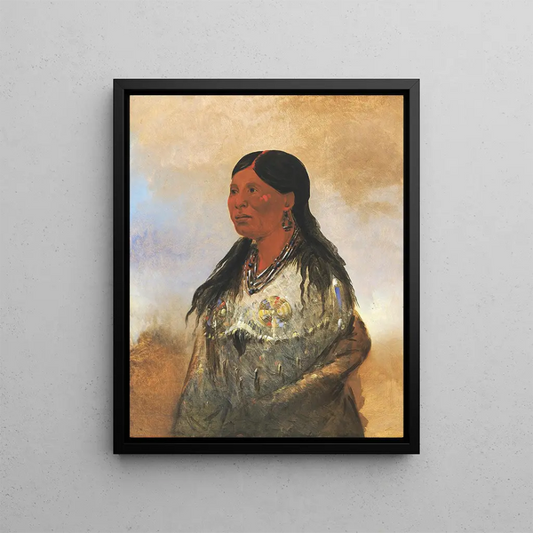 Hnjeapto Wife of Bearcatcher - George Catlin — framed artwork on a wall