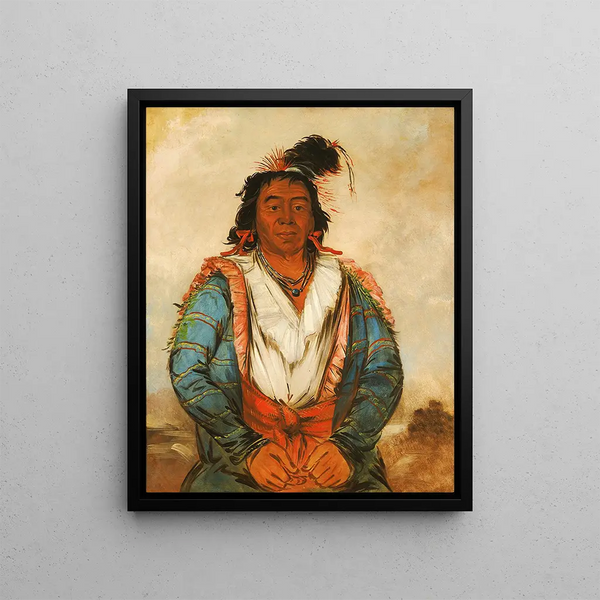 Hoseputokwgee un Brave - George Catlin — framed artwork on a wall