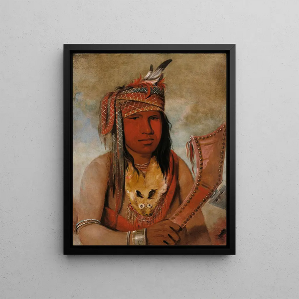 Ianbewahdick Caribou male, a brave - George Catlin — framed artwork on a wall