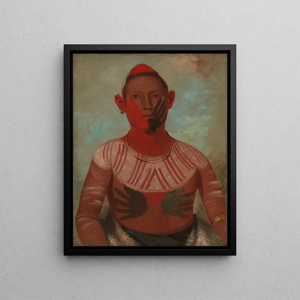 Iowy, one of the principal warriors of the Black Hawks - George Catlin — framed artwork on a wall