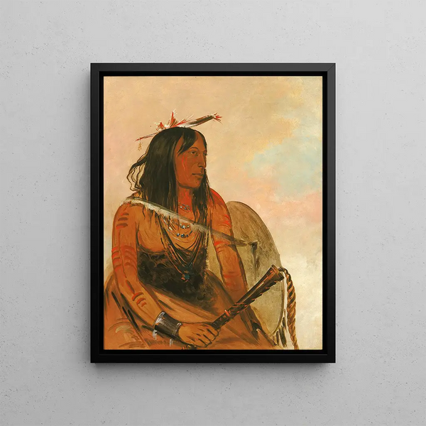 Isharyeh Celui qui porte un loup est un brave distingué - George Catlin — framed artwork on a wall