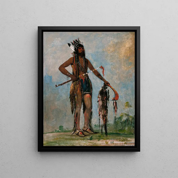 Kabshunk The one who travels everywhere a warrior - George Catlin — framed artwork on a wall