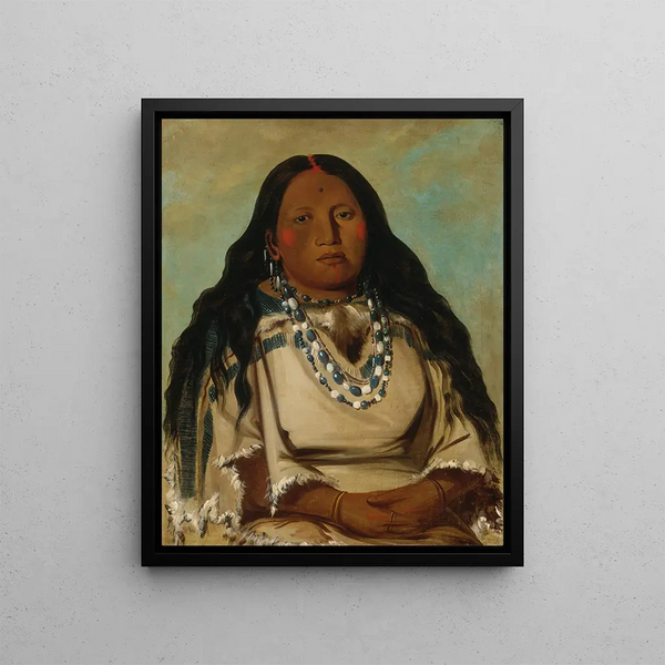 Kahbcka The Twin Woman of Bloody Hand - George Catlin — framed artwork on a wall