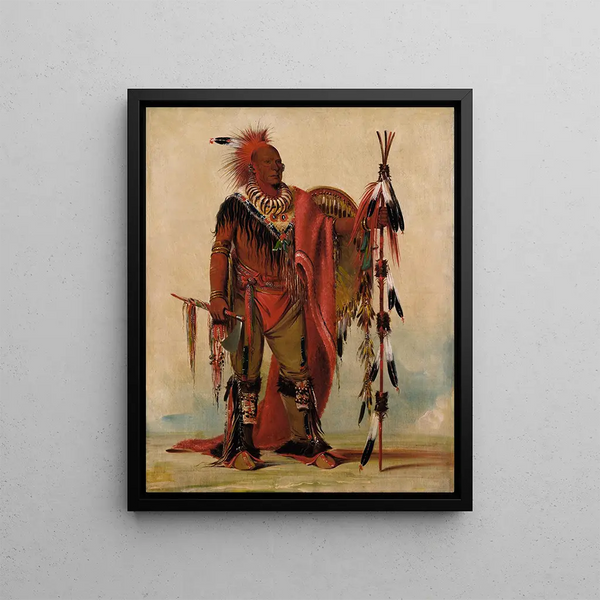 Keeokk The Vigilant Fox Tribe Chief - George Catlin — framed artwork on a wall