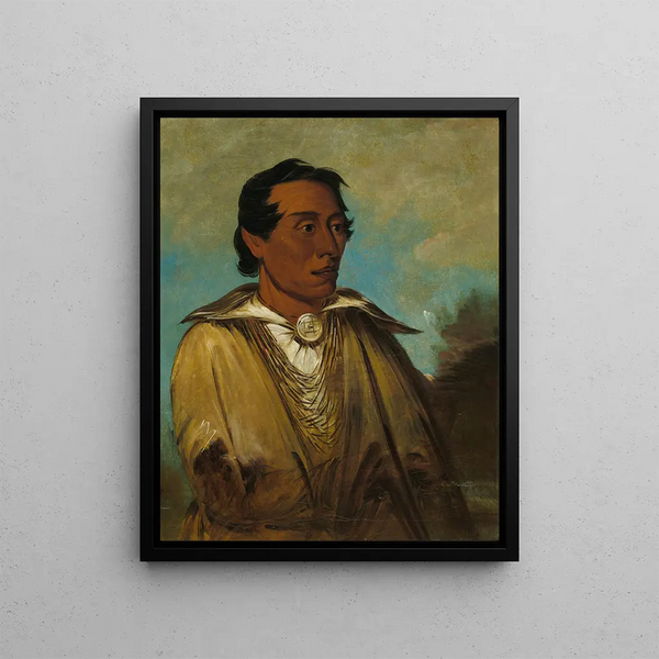 Keennekuk Painting, First Man, Tribe Leader - George Catlin — framed artwork on a wall
