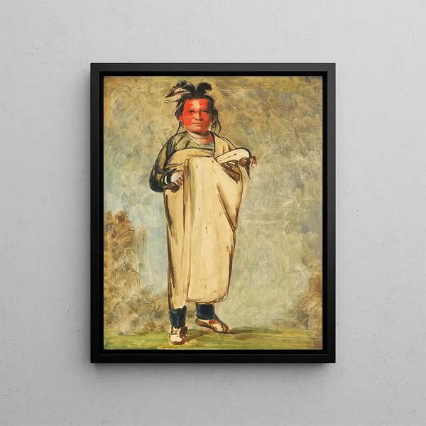 Kwkawnechoa un brave - George Catlin — framed artwork on a wall
