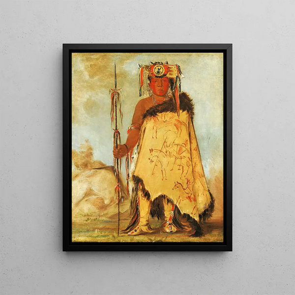 Lawerecooreshawwee, Republican war chief of Pawnee - George Catlin — framed artwork on a wall