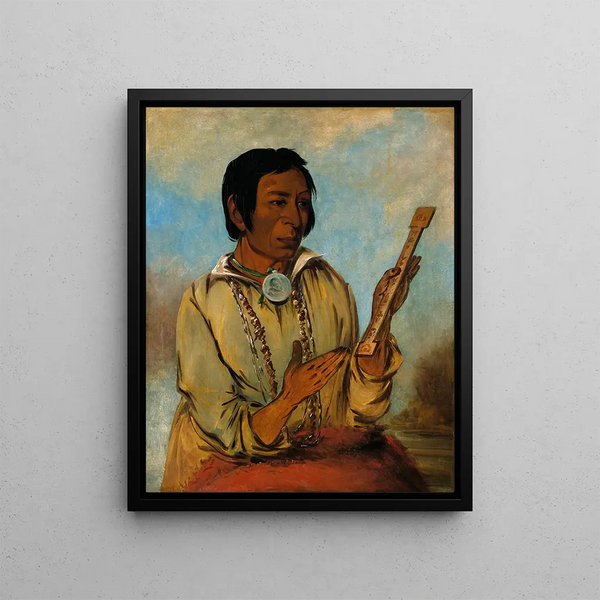Mashena Elks Horns un sous-chef - George Catlin — framed artwork on a wall