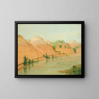 Cliffs of beautiful clay, 1800 miles above St. Louis - George Catlin — framed artwork on a wall